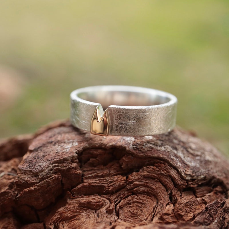 6mm Klüngel Ring mit Gelbgold Dom