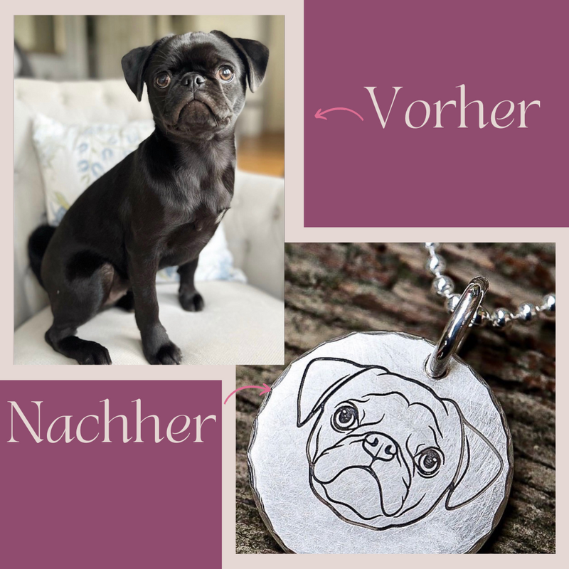 Personalisierte Haustier Halskette für Hund & Katze *Mops*