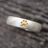 5mm breit Ring mit Pfote, schwammmatt