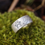 10mm breiter Ring mit Pfote & Gravur schwammmatt