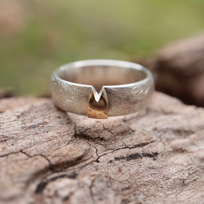 6mm Klüngel Ring mit Gelbgold Dom