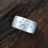 10mm breiter Ring mit Pfote 💎🐾💎 schwammmatt