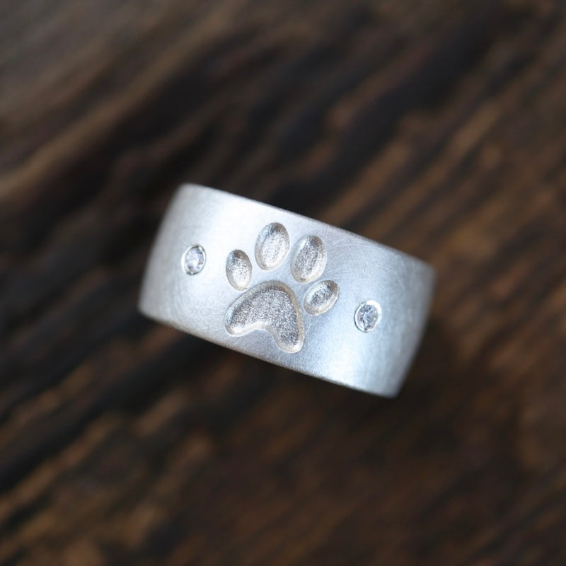 10mm breiter Ring mit Pfote 💎🐾💎 schwammmatt