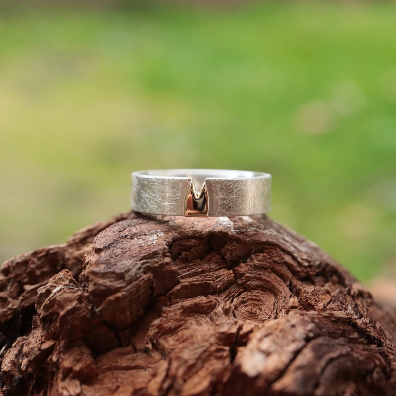 6mm Klüngel Ring mit Gelbgold Dom