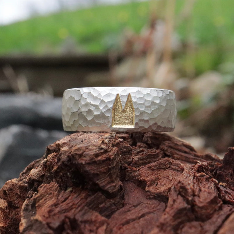 8 mm Premium Ring mit Hammerschlag