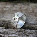 Ring mit Gelbgold Schutzengel 10 mm breit