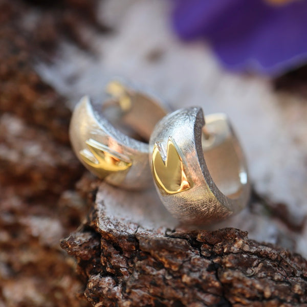 Premium Creolen mit 750 Gelbgold Dom