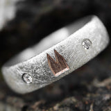 6 mm breit Premium Ring mit zwei Diamanten und vergoldeten Dom
