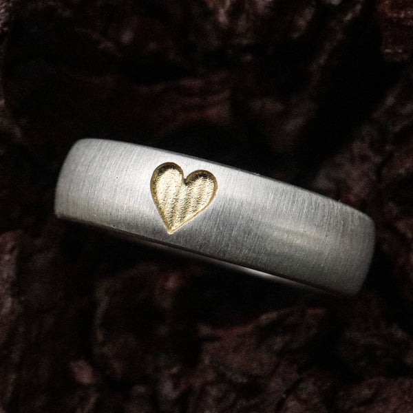 ICH LIEBE DICH RING (6 mm breit) mit vergoldeten Herz