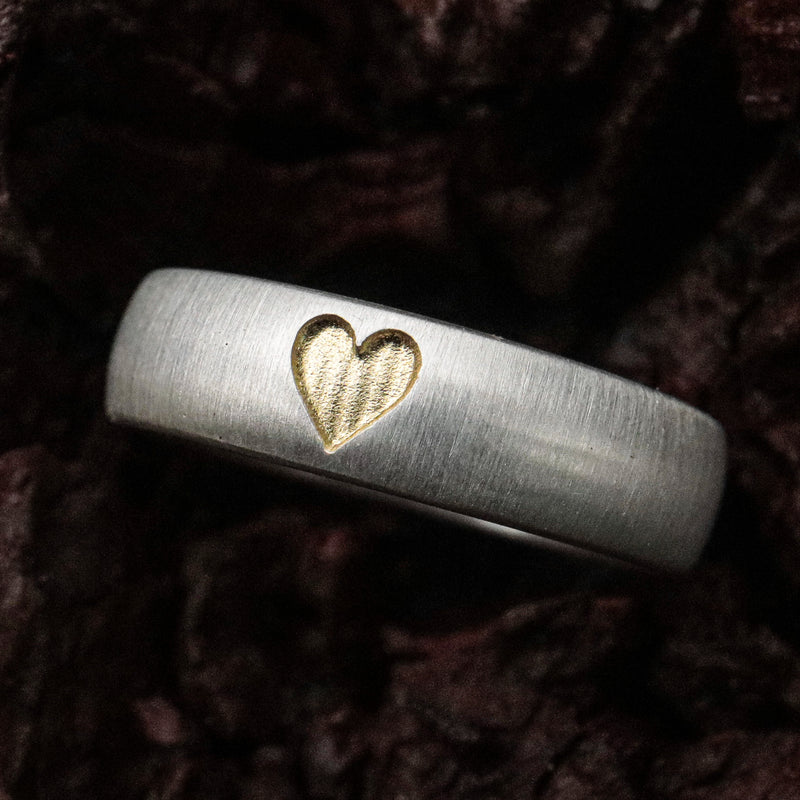 ICH LIEBE DICH RING (6 mm breit) mit vergoldeten Herz