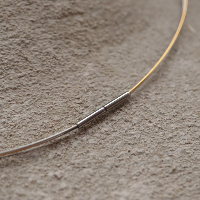 3-reihig Edelstahl Collier Bicolor mit Bajonettverschluss