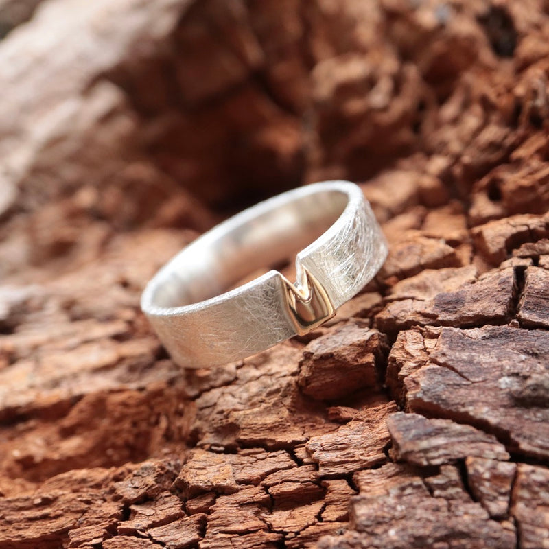 6mm Klüngel Ring mit Gelbgold Dom