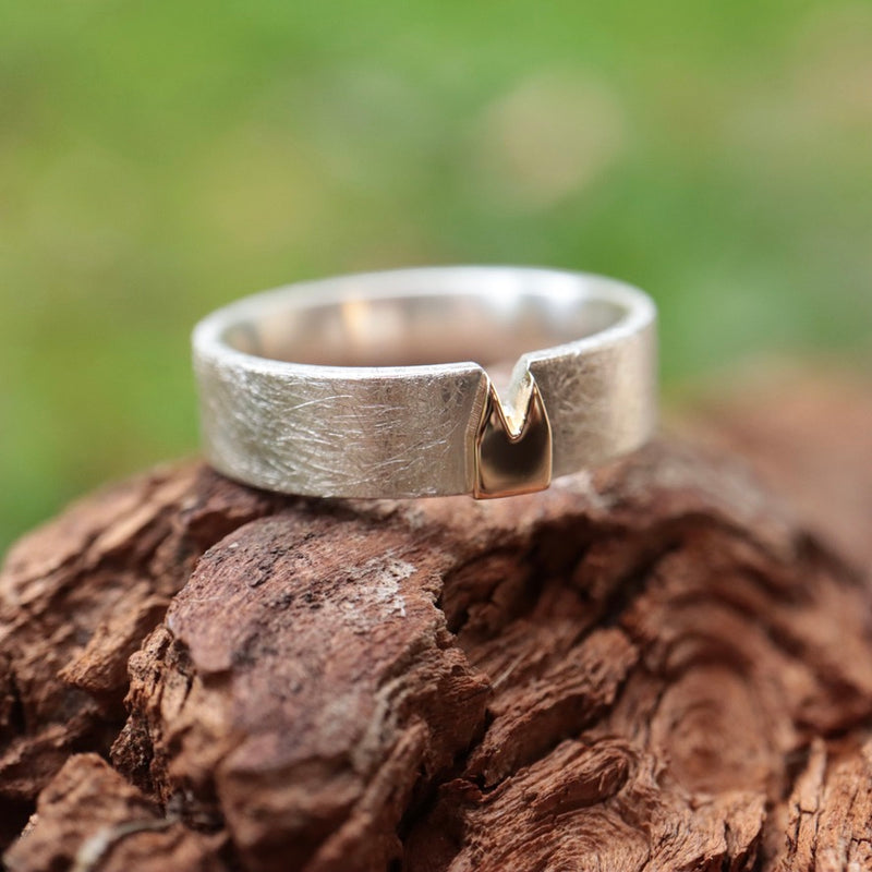 6mm Klüngel Ring mit Gelbgold Dom