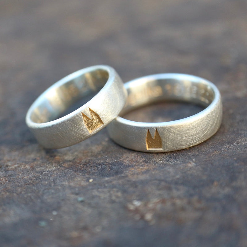 6mm breit Premium Ringpaar mit gelben Dom