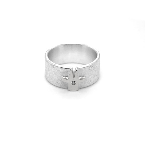 Ring aus Silber mit Schutzengel 10 mm breit