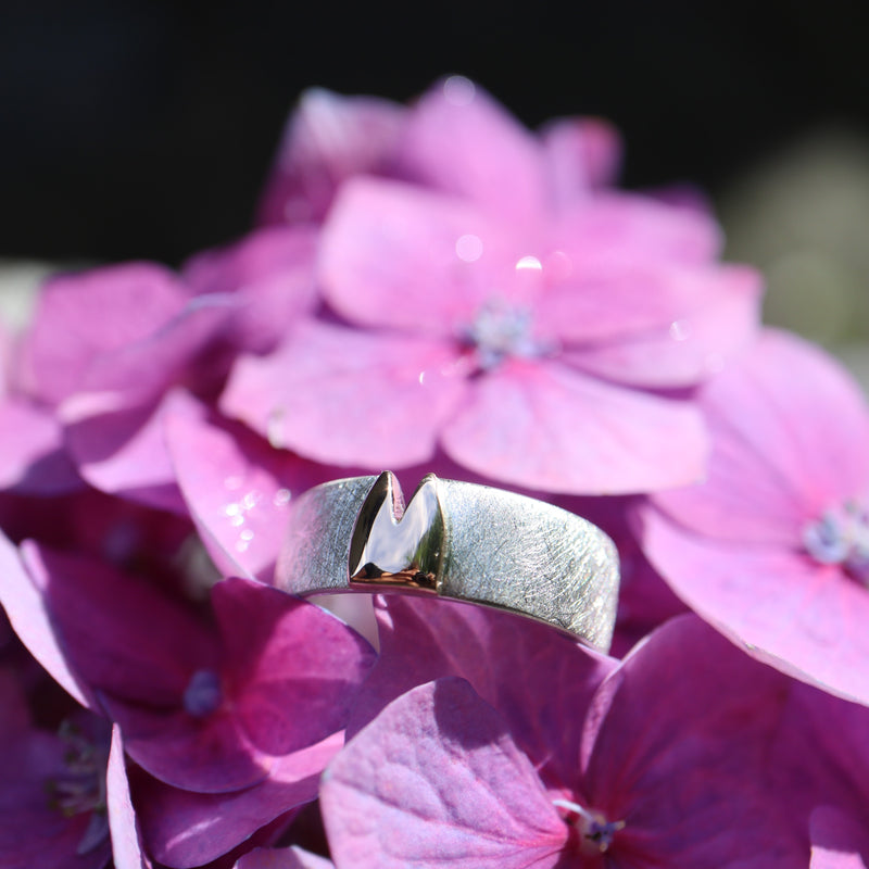 Klüngel- Ring mit Rotgold 8 mm breit