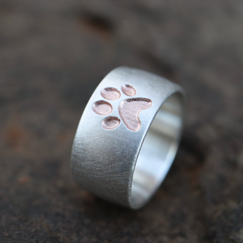 10mm Ring mit Pfote, schwammmatt