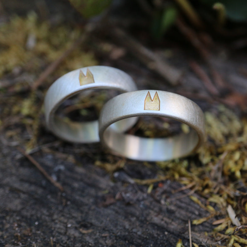 6mm breit Premium Ringpaar mit gelben Dom