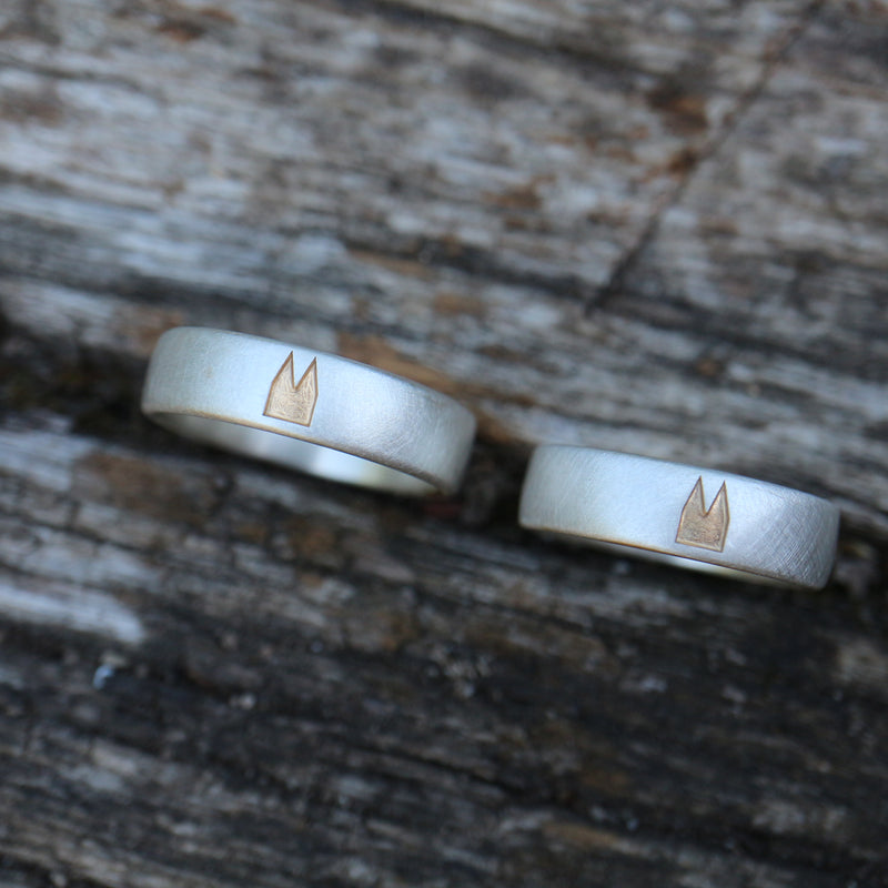 6mm breit Premium Ringpaar mit gelben Dom