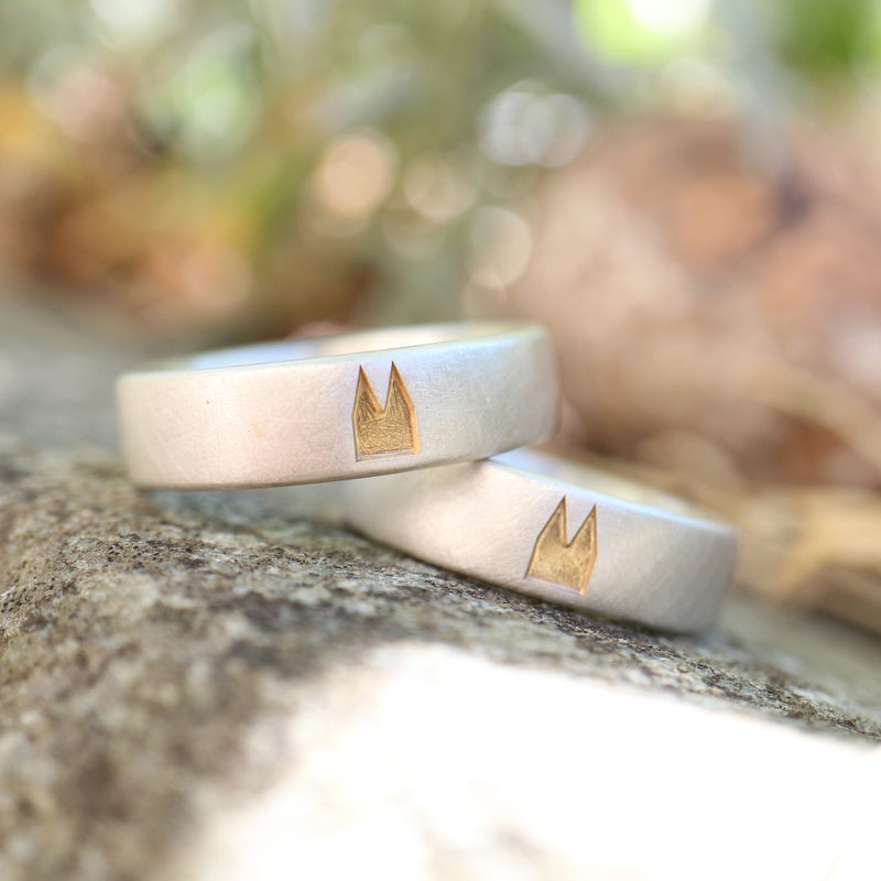 6mm breit Premium Ringpaar mit gelben Dom