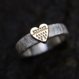 Wappen-Deluxe Ring aus Silber mit Gelbgold Herz