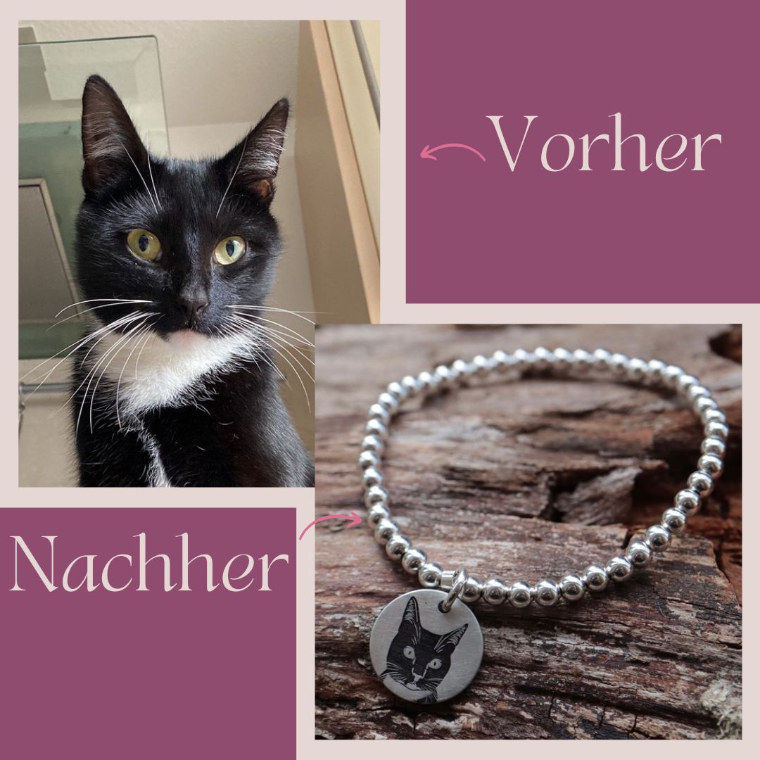 WATEFOER Katzen Armband Aus Schwarzem Obsidian 8mm - Glücksbringer Für Damen & Herren